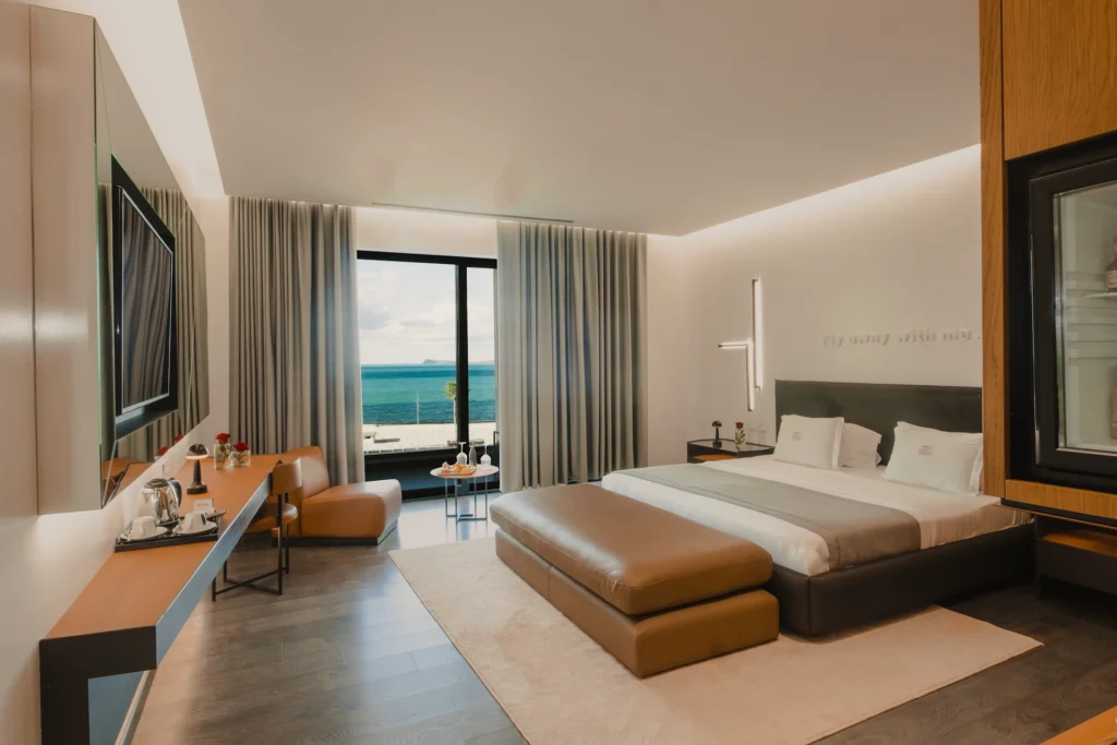 luxury hotel room with a sea view