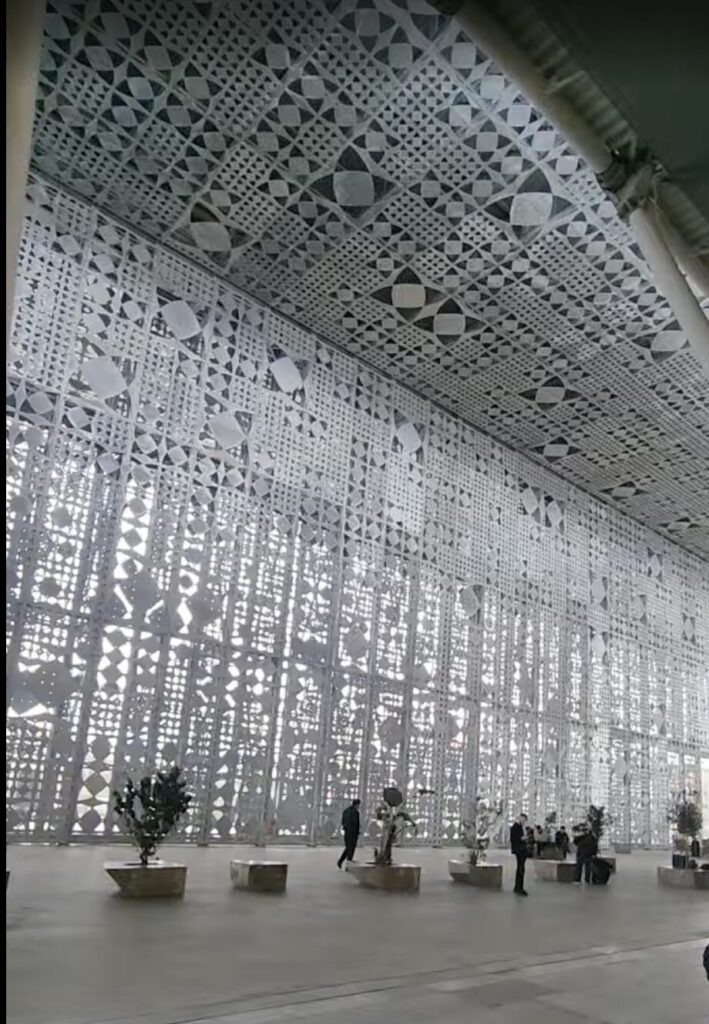 Modern architecture inside Tirana International Airport terminal in Albania