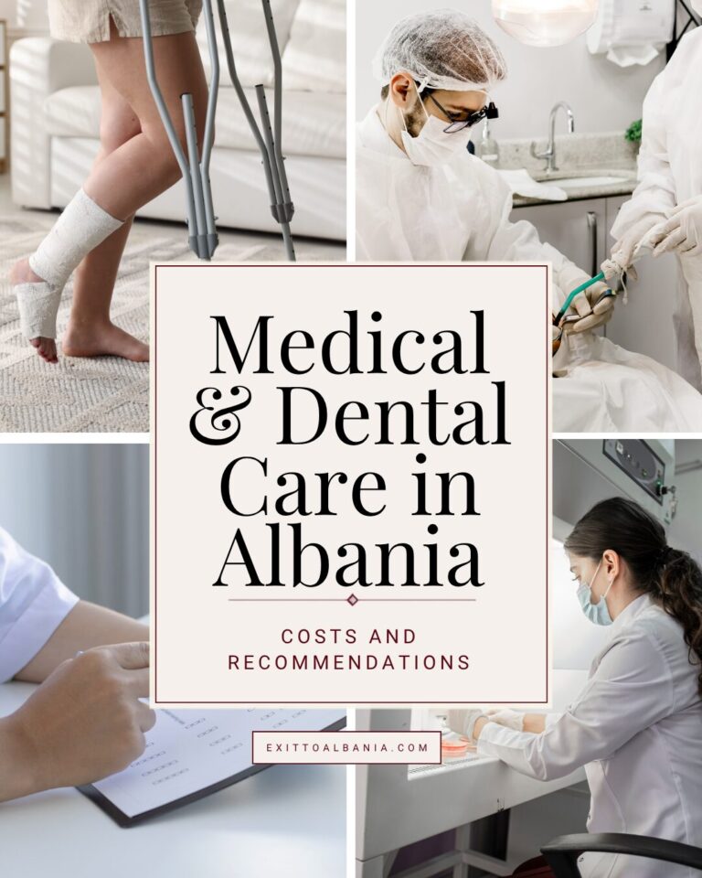 Medical and dental care in Albania guide featuring healthcare professionals
