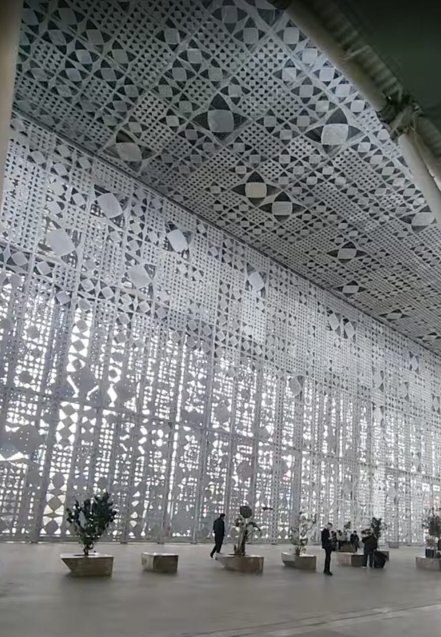 Modern architecture inside Tirana International Airport terminal in Albania
