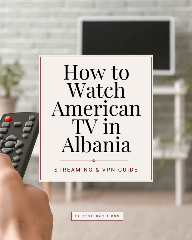 Television and remote behind the title “How to Watch American TV in Albania: Streaming & VPN Guide.”