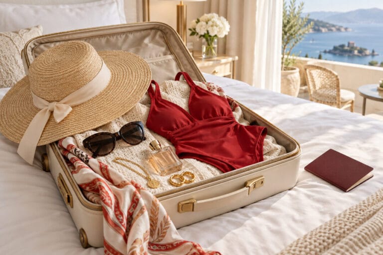 Suitcase packed for a trip